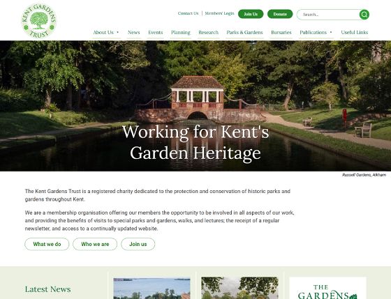 WordPress website for  Kent Gardens Trust