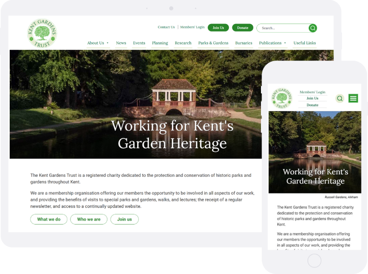 WordPress website for Kent Gardens Trust